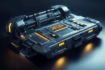 Fototapeta premium 3D Space Station Battle: Sci Fi Galactic Warfare Game Wallpaper Background