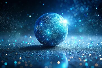 Fototapeta premium Stunning Blue Sphere Glitter Texture with Sparkles on Dark Background - Abstract Animation Footage for High-Quality Visuals in 4K Resolution