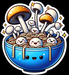 Food vector illustration of mushrooms in a bowl