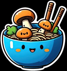 Food vector illustration of mushrooms in a bowl