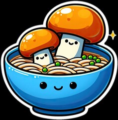 Food vector illustration of mushrooms in a bowl
