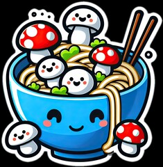 Food vector illustration of mushrooms in a bowl