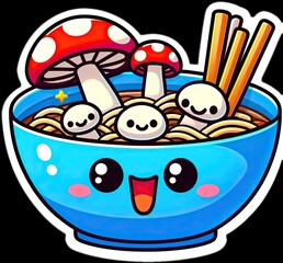 Food vector illustration of mushrooms in a bowl