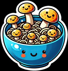 Food vector illustration of mushrooms in a bowl