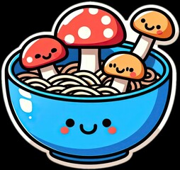 Food vector illustration of mushrooms in a bowl