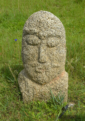 Stone statue, VI-VIII centuries, Turkic period - The grounds of the Manzushir Monastery located in the south of protected Bogd Khan Mountain, 8 km northeast of Zuunmod town, Mongolia