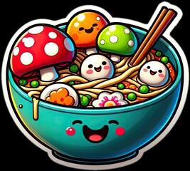 Food vector illustration of mushrooms in a bowl