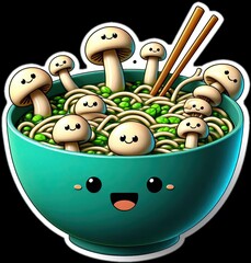 Food vector illustration of mushrooms in a bowl