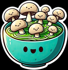 Food vector illustration of mushrooms in a bowl
