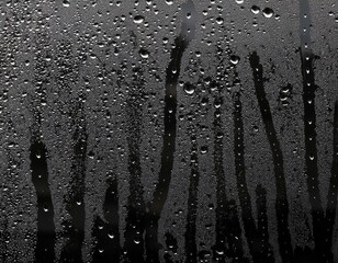 Waterdrops after rain on window black 