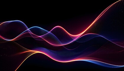 Abstract wave lines pattern dynamic colorful light flowing isolated on black background. concept of music, party, technology, modern. Abstract flowing wavy lines. Colorful dynamic wave