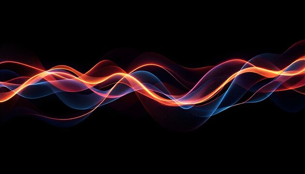 Abstract wave lines pattern dynamic colorful light flowing isolated on black background. concept of music, party, technology, modern. Abstract flowing wavy lines. Colorful dynamic wave