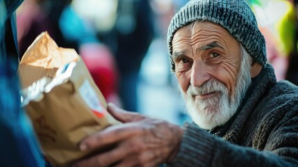 Fototapeta premium homeless on the street in winter. selective focus