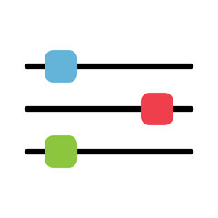 Volume mixer control icon, filter sound symbol button, switch sign vector illustration