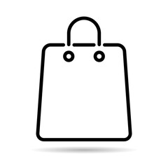 Shopping bag line shadow icon, supermarket paper plastic package sign, eco shop vector