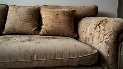 dirty sofa after Floods Aftermath A Waterlogged Living Room
