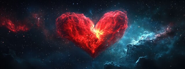 Obraz premium astro space heart nebula love concept background 