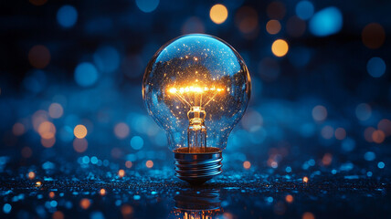 light bulb on black background