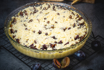 tarta ze śliwkami, jedzenie, ciastka, deser, pieczone, słodki, domowe, owoc, przepyszny, posiłek