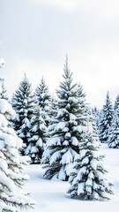 Naklejka premium snow-covered evergreen grove winter