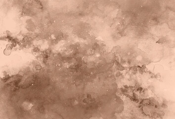 Brown watercolor abstract background illustration. Coffee painting