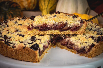 tarta ze śliwkami, jedzenie, ciastka, deser, pieczone, słodki, domowe, owoc, przepyszny, posiłek