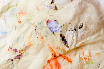 Colorful abstract texture. Smears of oil paint on an art palette. The concept of the modern school of art. Fragment of creative work. Colors of the year 2025