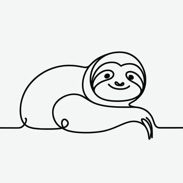 recommend clip art: sloth portrait in profile, drawing, flat colors