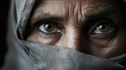 Fototapeta premium islam woman old smiling gray background 