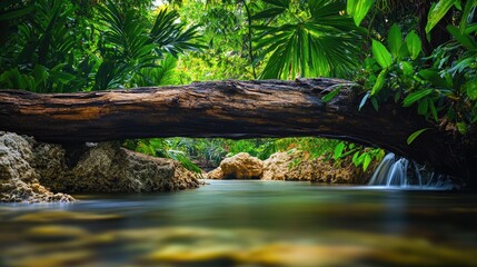 Fototapeta premium Tranquil Forest Stream with Lush Greenery