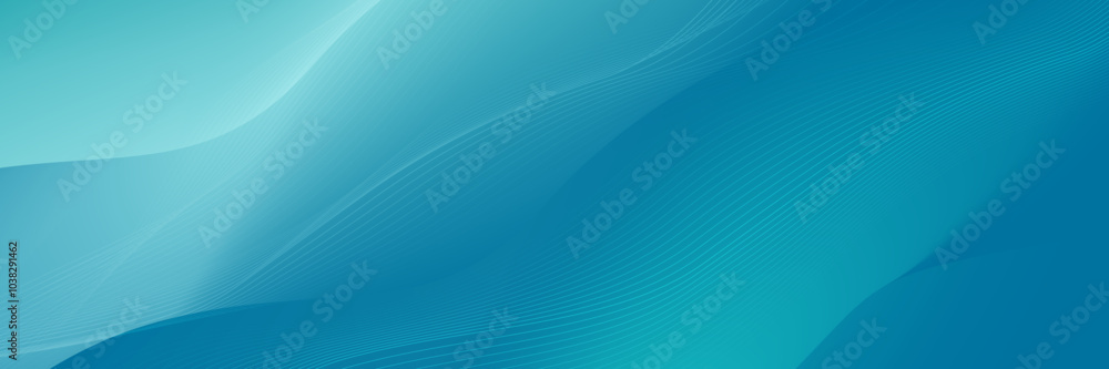 Poster Abstract flowing wave background in teal with soft gradients and line patterns