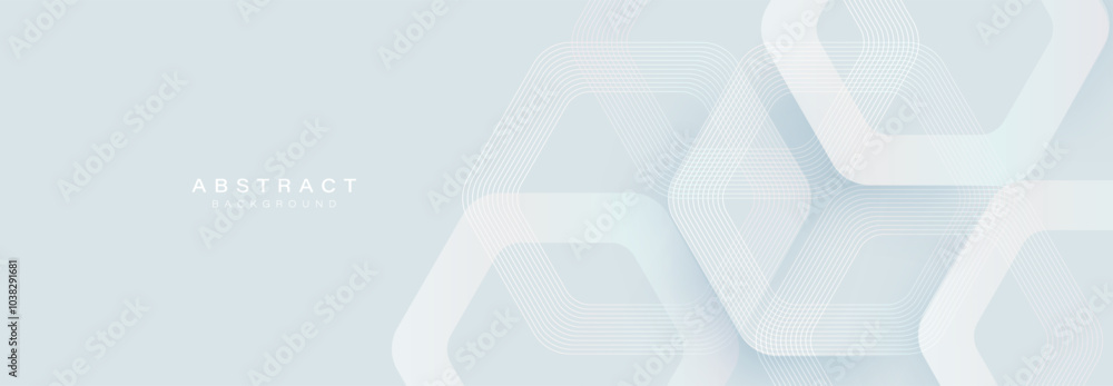 Fototapete Minimalistic abstract background with hexagonal lines and soft gradients in light tones