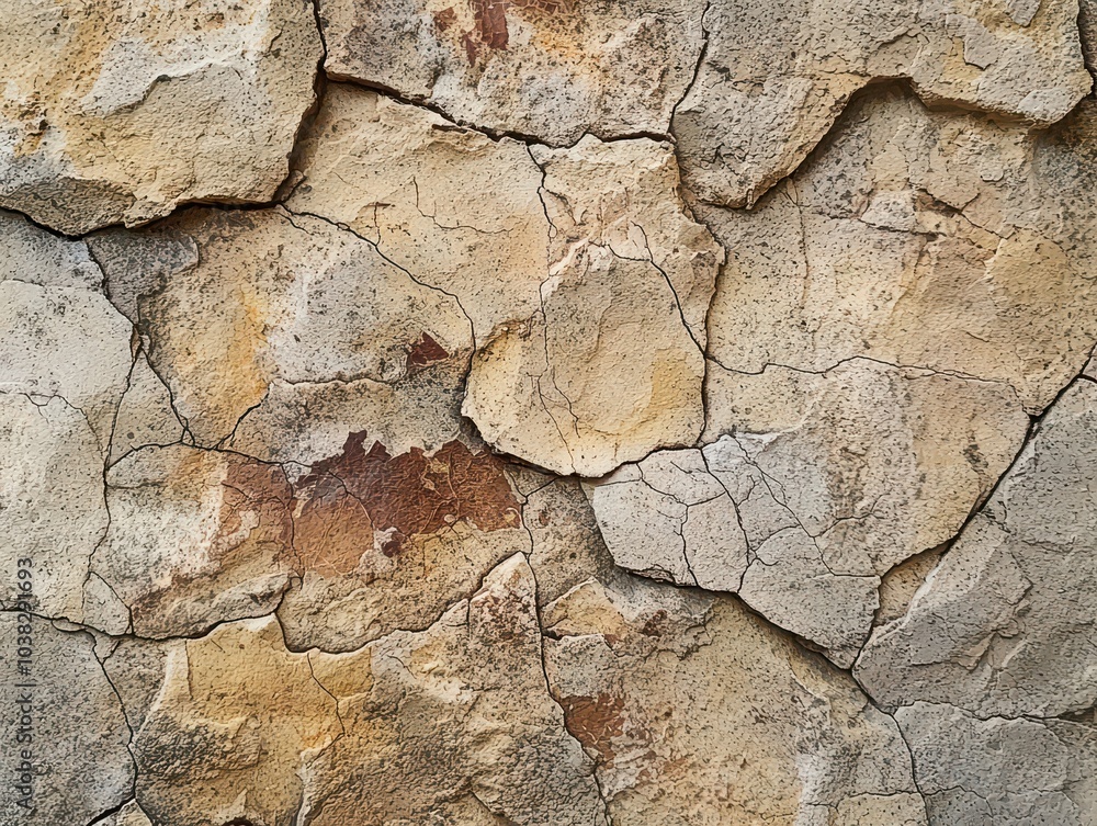 Poster textured stone surface with natural cracks and patterns