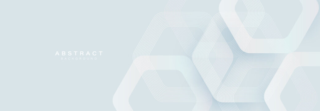 Minimalistic abstract background with hexagonal lines and soft gradients in light tones