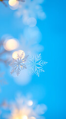 single snowflake glistens against a blue background
