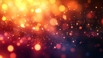 Abstract background with warm and cool tones, with bokeh and glitter.