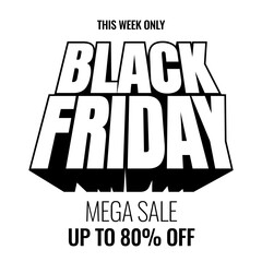 Black friday promotion banner. Sale cover Poster template with golden glitters. Commercial discount event. Vector illustration