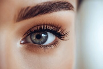 Naklejka premium Close Up of Eye with Long Eyelashes