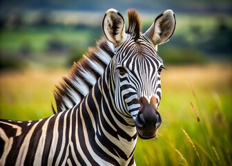 Naklejka premium zebra face close up