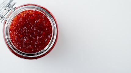 Vibrant Red Cranberry Compote in Glass Jar