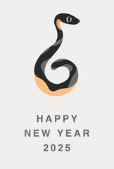 Fototapeta premium 年賀状 2025, ヘビ, 巳, 干支, 新年, グリーン, グレー