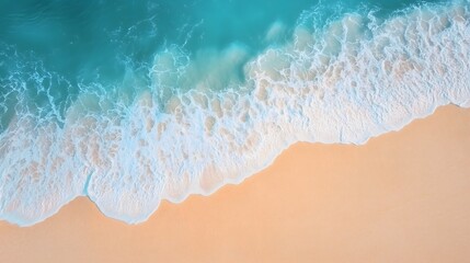 Aerial View of Turquoise Ocean Waves Gently Crashing on Sandy Beach_5