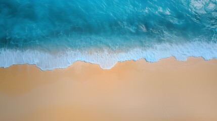 Aerial View of Turquoise Ocean Waves Gently Crashing on Sandy Beach_4