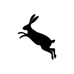 Silhouette of a jumping hare on a transparent background