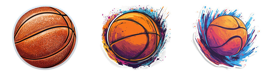 Realistic basketballs in motion isolated on transparent background perfect for sports product advertisements or action-themed designs