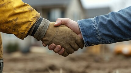 home renovation agreement handshake between homeowner and contractor
