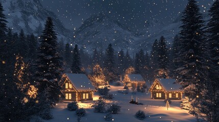 Fototapeta premium christmas night village in the mountains 03