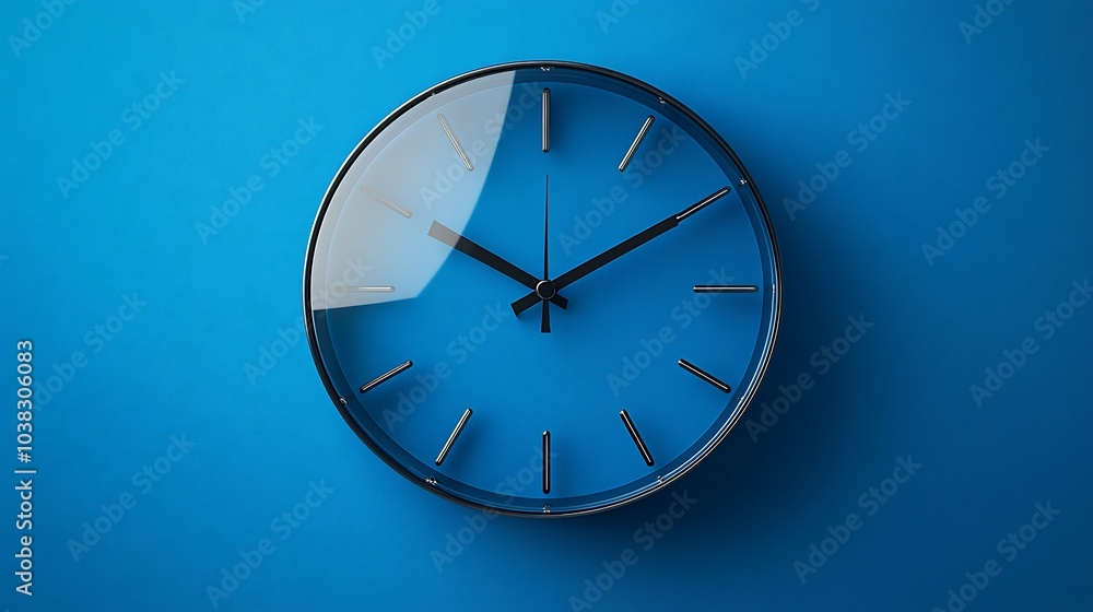 Poster modern minimalistic clock featuring bold black hands and a clear glass face with no numerals positio