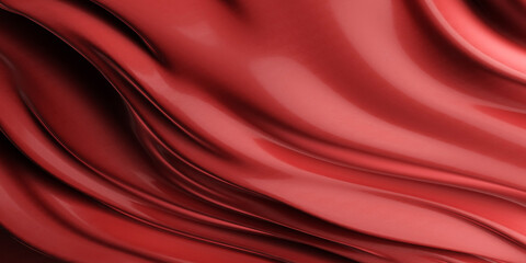Red satin fabric soft waves and elegant folds