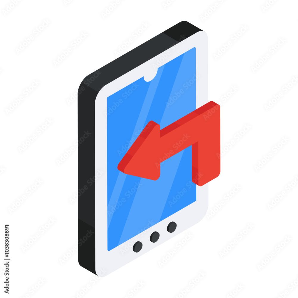 Poster A colored design icon of mobile left arrow 

